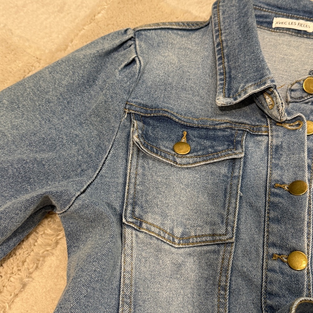 Avec Les Filles Blue Medium Denim Short Sleeve Romper - Picture 10 of 10